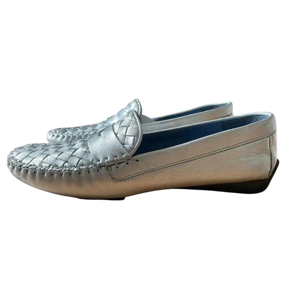 Robert Zur PETRA True Silver Woven Glove Leather Driving Loafer size 9
